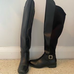 Black Leather Knee-high Boots